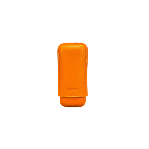 Jemar Leather Cigar Case 2 Fingers Orange