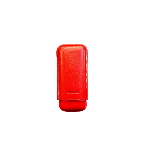 Jemar Leather Cigar Case 2 Fingers Robusto Red