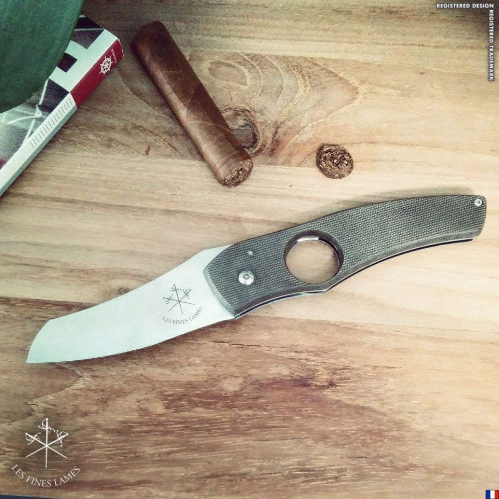 Les Fines Lames Le Petit Cigar Knife - Green Micarta