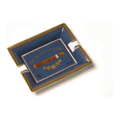 Elie Bleu Porcelain Ashtray "Medals" Blue, cigar ashtray, cigar accesories, Elie Bleu