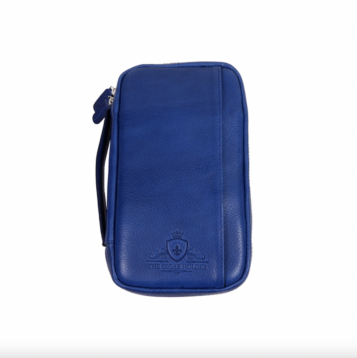 The Cigar Holder Cigar Travel Case Blue &amp; Black Leather