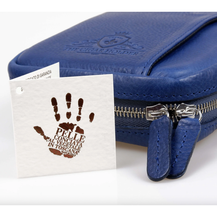 The Cigar Holder Cigar Travel Case Blue &amp; Black Leather