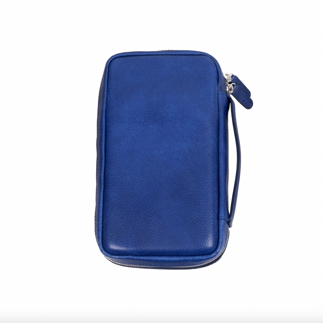 The Cigar Holder Cigar Travel Case Blue &amp; Black Leather