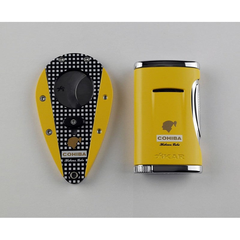 Xikar Cohiba Cigar Cutter and Lighter Set Black and Yellow