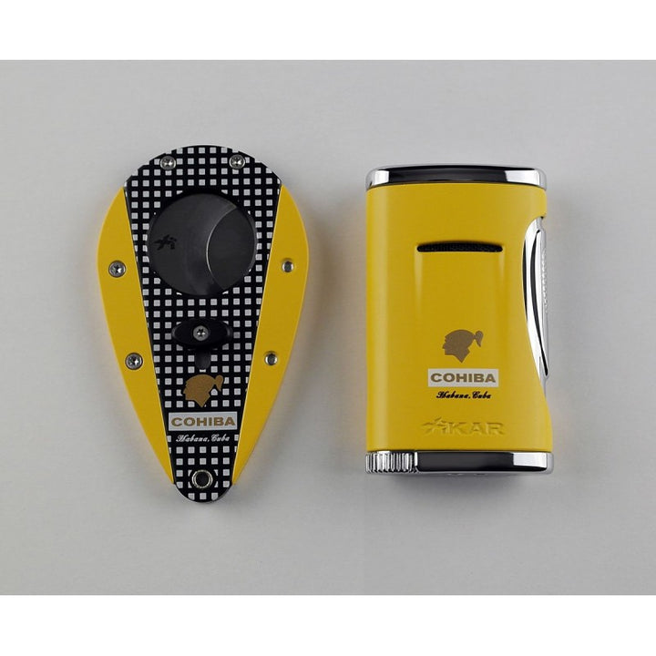 Xikar Cohiba Cigar Cutter and Lighter Set Black and Yellow