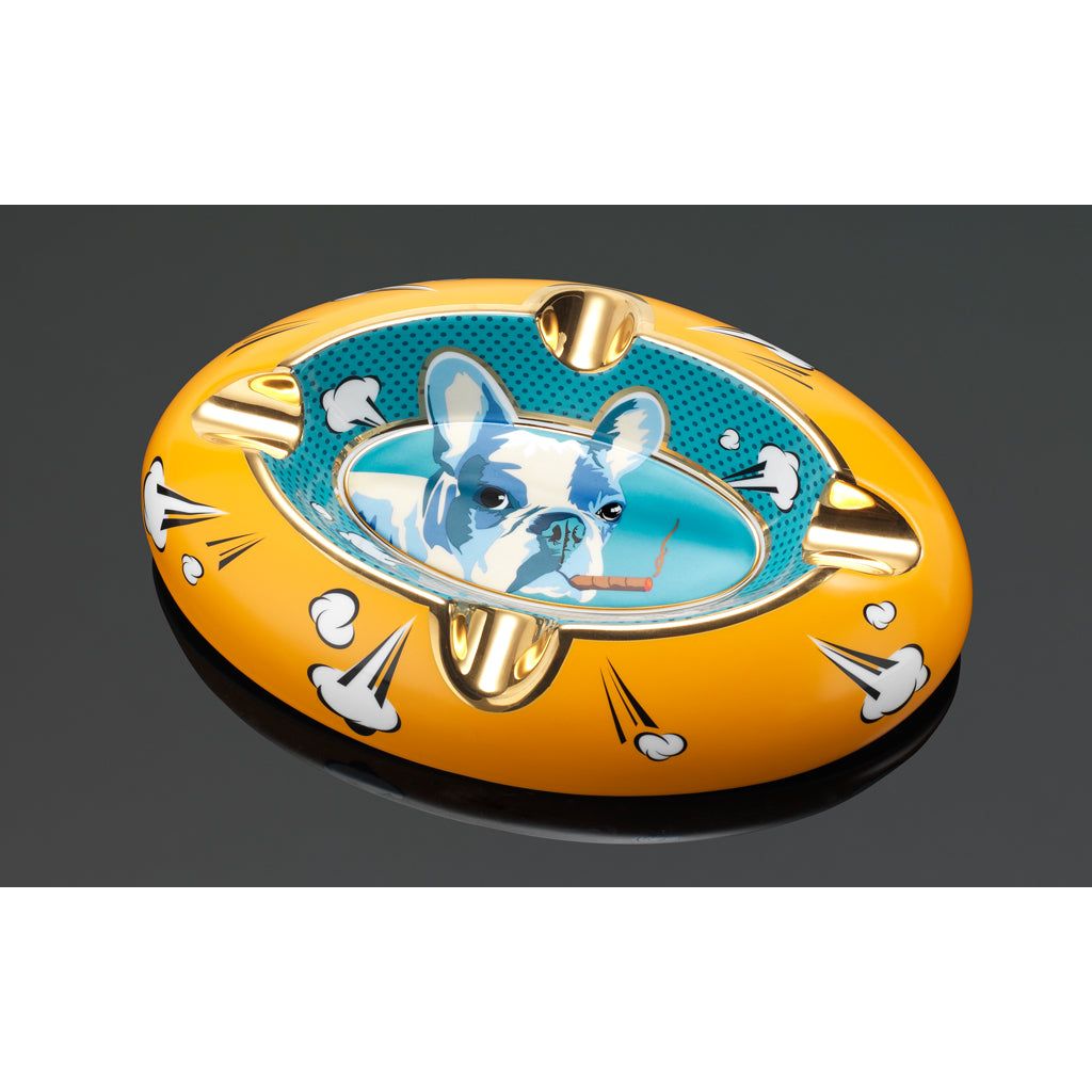 Celebrate the Year of the Dog with this whimsical, elegant ashtray from SIGLO

A smoking Boston Terrier, designed for this Year of the Dog, will catch eyes with its pop art style. . Made in Fine Bone China, and decorated with contrasting yellow, green and gold borders, this ashtray is as elegant and stylish as it is fun. Regardless if you are from the Year of the Dog, a Boston Terrier lover, or a Pop Art lover this  ashtray will be the perfect addition to your home or office . 