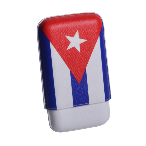 Elie Bleu "Cuban Flag" Leather Cigar Case (3 Cigars), cigar case, cigar accesories